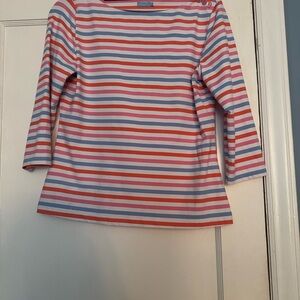 J McLaughlin Beautiful stripe boatneck  3/4 Sleeve Top